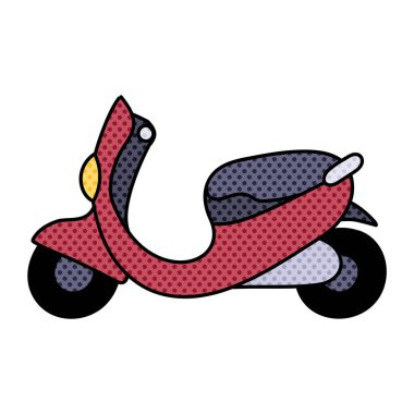 Klasik scooter yarım ton el çizimi renk vektörü çizimi