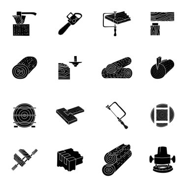 siyah el çizilmiş ahşap çalışma simgesi seti