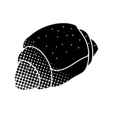 Kruvasan ekmeği simgesi olarak yarım ton desenli siyah el çizimi