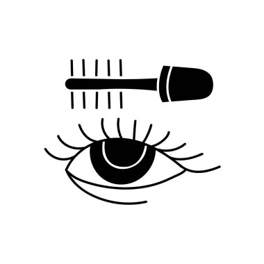 Kozmetik makyaj siyah kirpik el çizimi simgesi