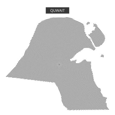 Bu yaratıcı tasarım Kuveyt 'in eşsiz şeklini ve coğrafyasını vurgulayan noktalı bir haritasını içeriyor..