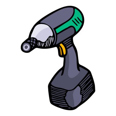 elektrik çarpması sürücü simgesi elle çizilmiş renk vektörü illüstrasyon ahşap çalışma aracı