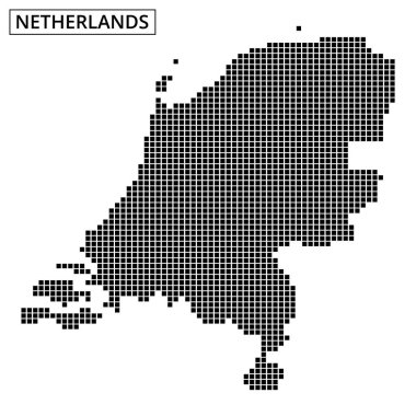 Hollanda 'nın noktalı temsili, coğrafi hatlarını ve sanatsal olarak farklı alanları vurguluyor..