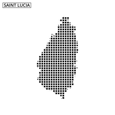 Saint Lucia 'nın Karayip bölgesindeki eşsiz şekil ve coğrafi bağlamını vurgulayan ayrıntılı ana hatları.