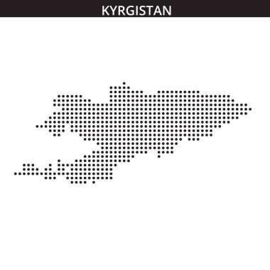 Kırgızistan 'ın noktalı bir haritası, minimalist bir arkaplan, coğrafi özellikleri ve konumları gösteren bir resimdir..