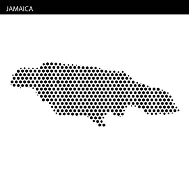 Noktalı desen, Jamaika 'nın düz beyaz bir zemin üzerindeki şeklini çiziyor. Adanın coğrafyasını sanatsal bir dokunuşla vurguluyor..