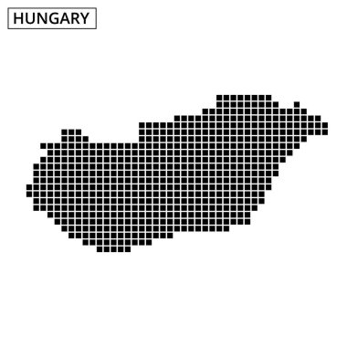 Bu grafik Macaristan 'ı şekillendirilmiş arka plandaki noktalı bir dış hatla gösteriyor, coğrafi şeklini gösteriyor..