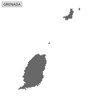 Grenada 'nın coğrafyasını ve etrafındaki adaları bir şebeke şablonu kullanarak vurgulayan ayrıntılı çizgisi.