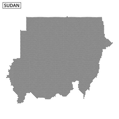 Sudan 'ın bu sanat eseri benzersiz şeklini ve sınırlarını göstermek için noktalı desenler kullanıyor, ülkenin farklı hatlarını vurguluyor..