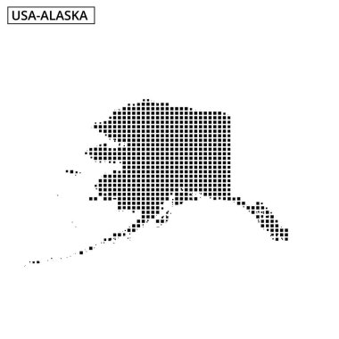 Noktalar Alaska 'nın benzersiz coğrafi biçimini ve özelliklerini vurgulayan görsel bir temsili oluşturur..
