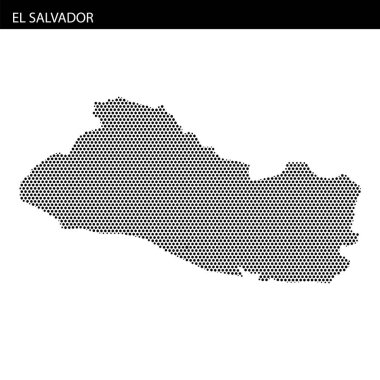 El Salvador 'un noktalı bir taslağında ülkenin eşsiz şekli ve coğrafi özellikleri açıkça gözler önüne seriliyor.