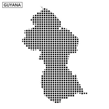 Guyana 'nın belirgin şekillerini ve coğrafi özelliklerini gösteren bir harita çizelgesi. Eğitimsel amaçlar için açık bir şekilde işaretlenmiş..