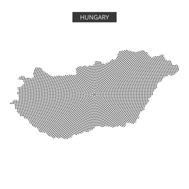 Bu grafik Macaristan 'ı şekillendirilmiş arka plandaki noktalı bir dış hatla gösteriyor, coğrafi şeklini gösteriyor..