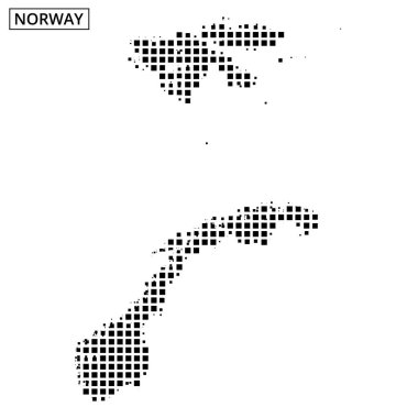 Norveç 'in soyut bir arkaplan üzerinde noktalı bir desen kullanarak eşsiz coğrafyasını vurgulayan görsel bir temsili..
