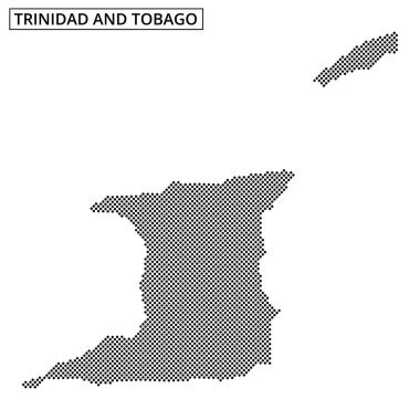 Trinidad ve Tobago 'nun bu haritası, adaları çeşitli uygulamalar için uygun basit bir tasarım içinde gösteren noktalı bir desen gösteriyor..