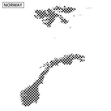 Norveç 'in soyut bir arkaplan üzerinde noktalı bir desen kullanarak eşsiz coğrafyasını vurgulayan görsel bir temsili..