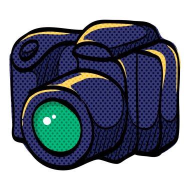 Kamera yarım ton simgesi elle çizilmiş renk vektörü çizimi