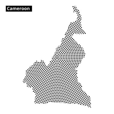 Noktalarla özetlenmiş bir Kamerun haritası onun eşsiz coğrafi özelliklerini ve bölgesel sınırlarını vurgular.