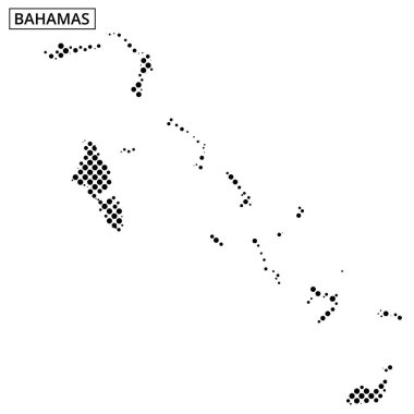 Ana hat Bahamalar 'ı gösteriyor. Adalarını ve etrafındaki suları basit bir şekilde vurguluyor..