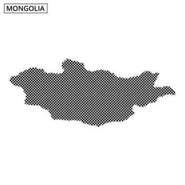 Moğolistan 'ın detaylı noktalı bir haritası. Şeklini soyut çizgiler ve kalıplarla yumuşak bir arkaplana karşı sergiliyor..