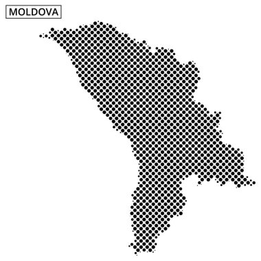 Moldova haritasının noktalı gösterimi, coğrafi ana hatlarını ve biçimini net bir şekilde gösteriyor.