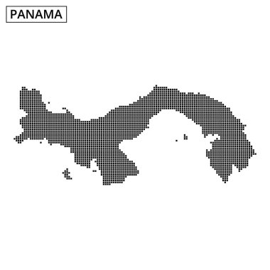 Bu grafik Panama 'nın haritasının noktalı bir temsilini içeriyor, basit ve modern bir estetik ile kendine özgü şeklini gösteriyor..