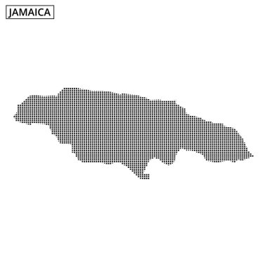Noktalı desen, Jamaika 'nın düz beyaz bir zemin üzerindeki şeklini çiziyor. Adanın coğrafyasını sanatsal bir dokunuşla vurguluyor..