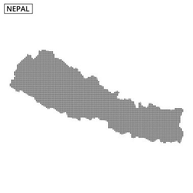 Ülke ana hatlarını ve coğrafi ayrıntıları gösteren, sınırları ve şekilleri vurgulayan bir Nepal haritası.