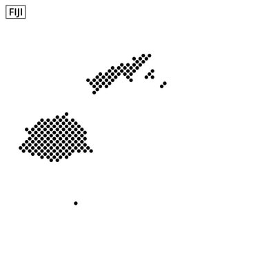 Adalarını ve noktalı desenlerle coğrafi düzeni vurgulayan Fiji 'nin ayrıntılı temsili.