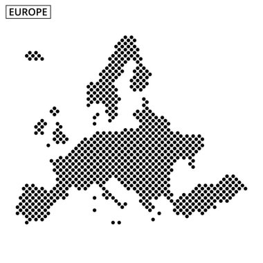Avrupa 'nın noktalı bir temsili, gösterişli ülkeler ve sınırlar eğitici materyallere uygun minimalist tarzda.