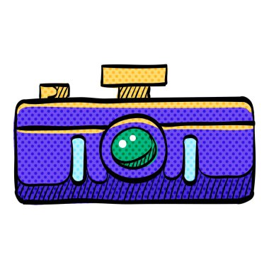 Panorama kamera yarım ton simgesi elle çizilmiş renk vektörü çizimi