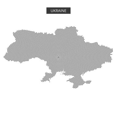 Ülkenin coğrafi özelliklerini ve sınırlarını benzersiz bir şekilde vurgulayan nokta desenli bir Ukrayna çizgisi..