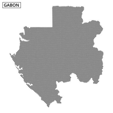 Gabon 'un grafiksel bir temsili onun belirgin coğrafi şeklini ve örüntülerini vurgular. Harita benzersiz bir görsel yorum sunuyor..