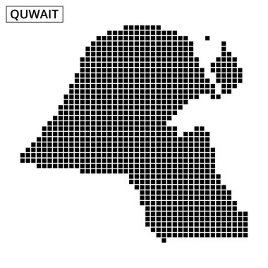 Bu yaratıcı tasarım Kuveyt 'in eşsiz şeklini ve coğrafyasını vurgulayan noktalı bir haritasını içeriyor..