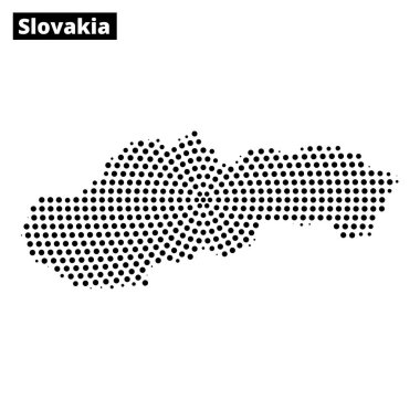 Slovakya 'nın noktalı bir temsili, dalgalı arka plan çizgileriyle süslenmiş, ülkenin eşsiz şeklini gözler önüne seriyor.