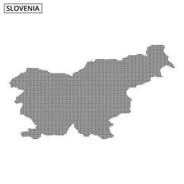 Slovenya 'nın hafif bir arkaplanda oluşturulan noktalı tasviri, ülkenin şekil ve coğrafi özelliklerini vurguluyor.