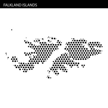 Noktalı bir harita, Güney Atlantik 'teki coğrafya ve konumlarını gösteren Falkland Adaları' nı vurguluyor..