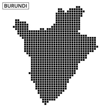 Burundi 'nin çarpıcı nokta desenli bir tasviri ülkenin coğrafi şeklini gözler önüne seriyor.
