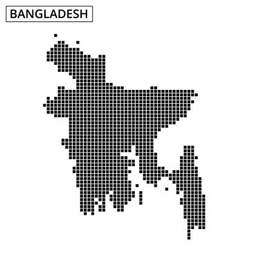Benzersiz noktalı tasvirler Bangladeş 'in şeklini vurguluyor, geleneksel haritada modern sanatsal bir dönüm noktası sunuyor.