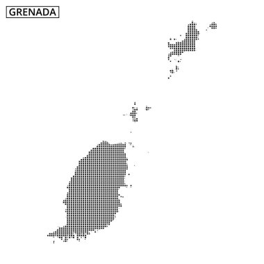 Grenada 'nın coğrafyasını ve etrafındaki adaları bir şebeke şablonu kullanarak vurgulayan ayrıntılı çizgisi.