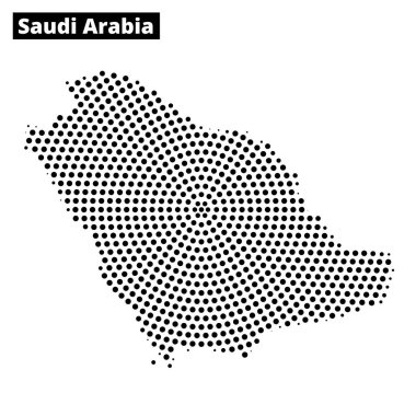 Bu sanat eserinde, Suudi Arabistan 'ın soyut çizgiler ve desenlerle donatılmış minimalist bir tasarımı gösteren noktalı bir taslağı var..