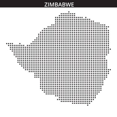 Zimbabwe 'nin nokta desenli haritası, ülkenin coğrafi düzeni ve sınırlarını vurguluyor..