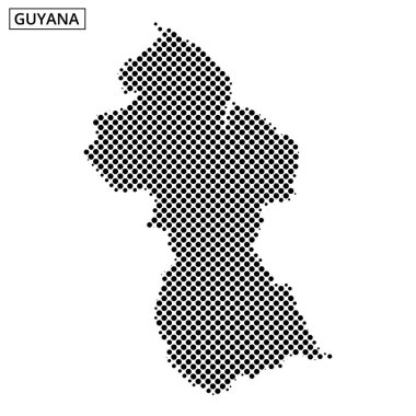 Guyana 'nın belirgin şekillerini ve coğrafi özelliklerini gösteren bir harita çizelgesi. Eğitimsel amaçlar için açık bir şekilde işaretlenmiş..