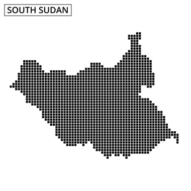 Sanat eserleri, Güney Sudan 'ın coğrafi biçimini ve özelliklerini açıkça vurgulayan noktalı bir ana hatını gösteriyor..