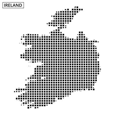 Tasarım, coğrafi odak noktasını gösteren basit bir arka plan karşısında İrlanda 'nın ana hatlarının noktalı bir temsilini içeriyor..