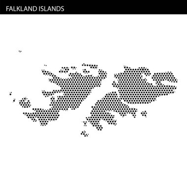 Noktalı bir harita, Güney Atlantik 'teki coğrafya ve konumlarını gösteren Falkland Adaları' nı vurguluyor..