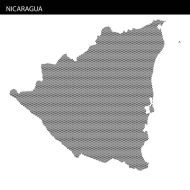 Nikaragua 'nın eşsiz nokta desenli haritası, coğrafi özelliklerini şık bir şekilde vurguluyor..