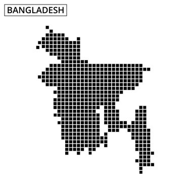 Benzersiz noktalı tasvirler Bangladeş 'in şeklini vurguluyor, geleneksel haritada modern sanatsal bir dönüm noktası sunuyor.