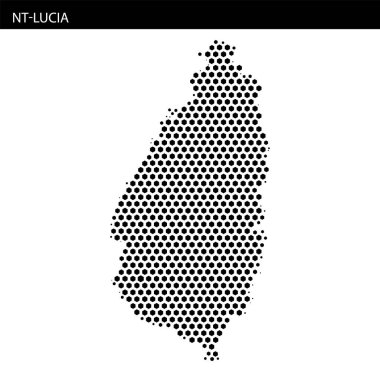 Saint Lucia 'nın Karayip bölgesindeki eşsiz şekil ve coğrafi bağlamını vurgulayan ayrıntılı ana hatları.