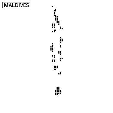 Bu tasarım, doğal güzelliklerini vurgulayarak Maldivler adalarının farklı şekillerini yumuşak bir dalga arka planına vurgular..